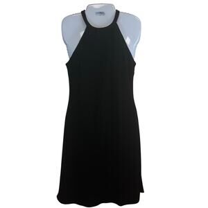 METAPHOR Black Halter Sheath Cocktail Dress Beaded Collar and Accents Women's 6